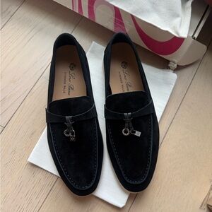 Loro Piana Black Suede Loafers